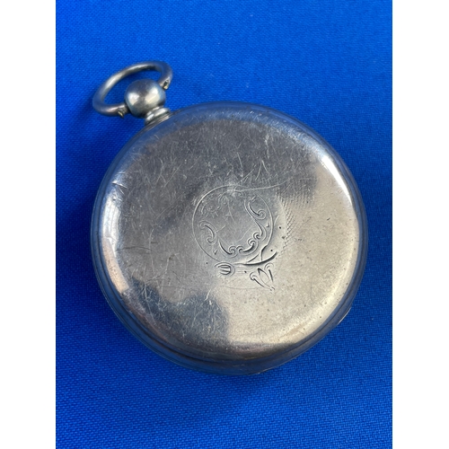 44 - Silver Pocket Watch Hallmark London 1866 With Engraved Silver Face.