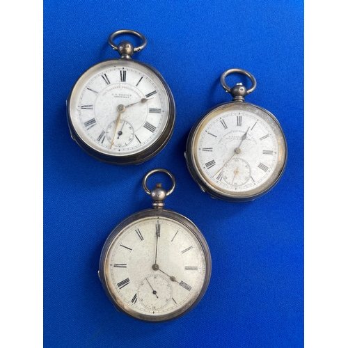 45 - Three Silver Cased Pocket Watches a/f 2 Sterling Silver 1 935 Silver