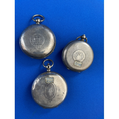 45 - Three Silver Cased Pocket Watches a/f 2 Sterling Silver 1 935 Silver