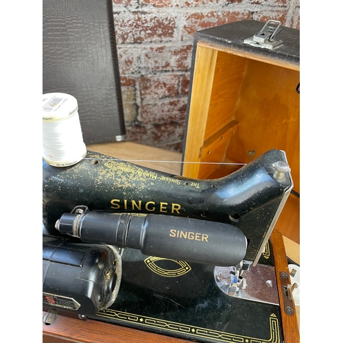 130 - Electric Singer Sewing Machine Model 99k. With Lamp Attachment, Quality Case & Accessories.