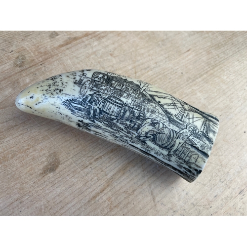 139 - Faux Scrimshaw Whale Carving.