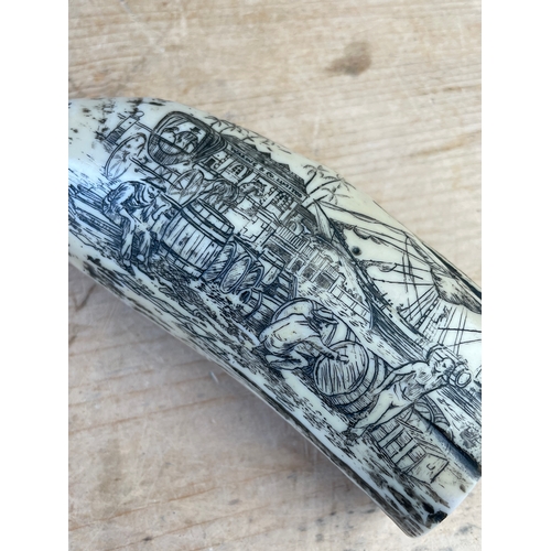 139 - Faux Scrimshaw Whale Carving.