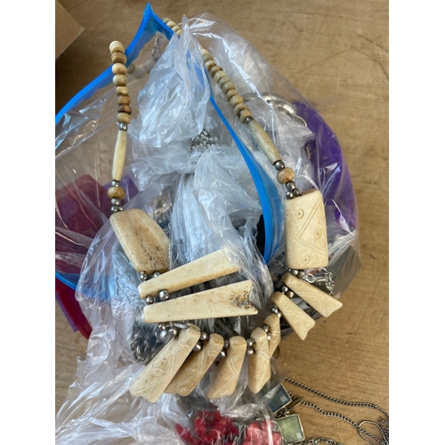 174 - Bag Of Costume Jewellery Inc Bone Necklace