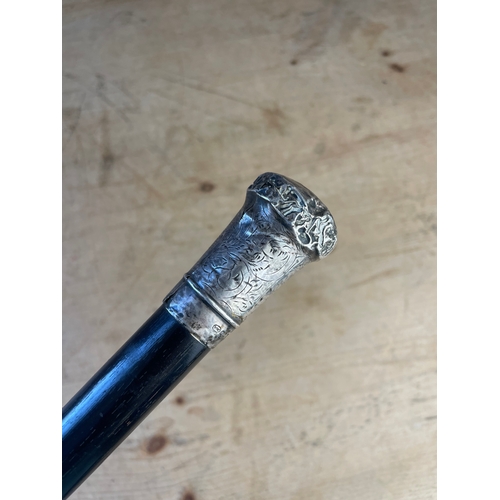 143 - Silver Topped Ebonised Cane / Walking Stick