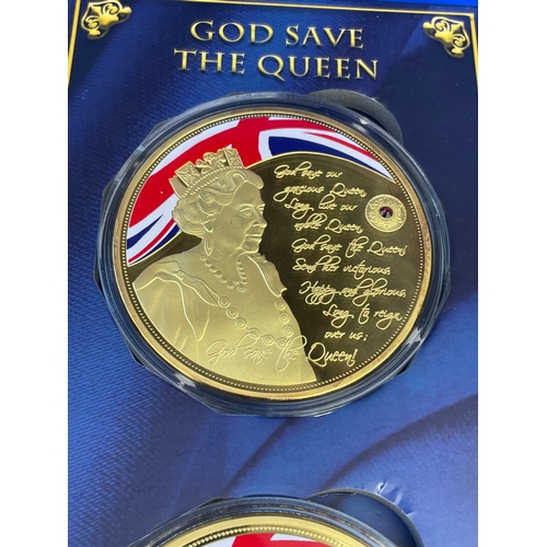 188 - Gold Plated Commemorative Strikes x3 In Presentation Pack With Swarovski Jewels Together With Four 1... 