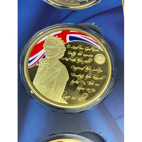 188 - Gold Plated Commemorative Strikes x3 In Presentation Pack With Swarovski Jewels Together With Four 1... 