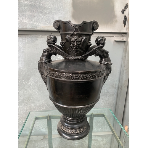 249 - Large Basalt Black Decorative Urn 23