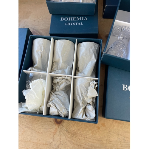 203 - Bohemia Crystal Boxed Set Of 6 Glasses & 3 Other Part Sets