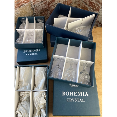 203 - Bohemia Crystal Boxed Set Of 6 Glasses & 3 Other Part Sets