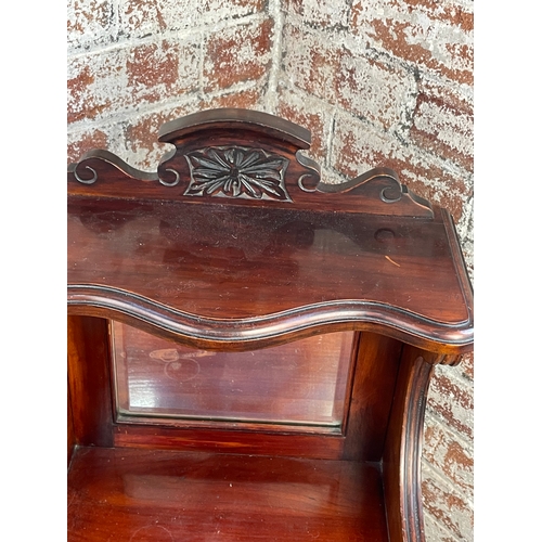 384 - Victorian Coal Scuttle With Shelf & Bevelled Mirror. Handles Need Attention.