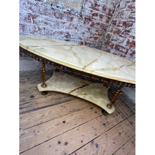 385 - Hollywood Regency Onyx & Gilt Table With Cherub Detail Legs