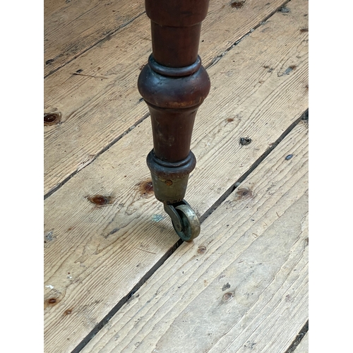 405 - Antique Gate Leg Tea Table. One Leaf Is Sticking. Brass Castors