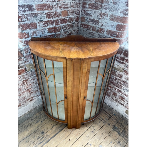 393 - Vintage Walnut Bow Front China Cabinet.