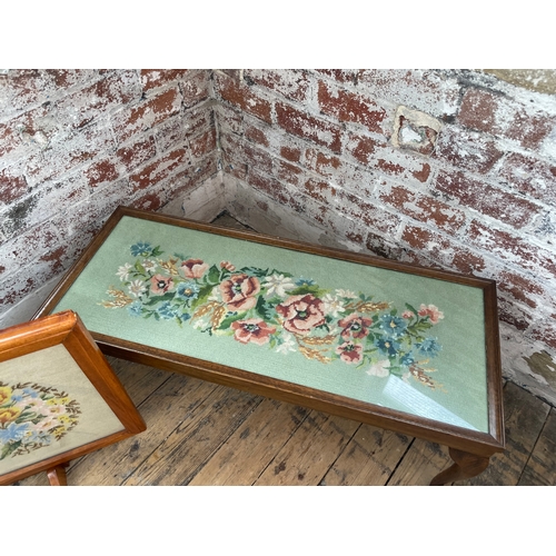 394 - Vintage Tapestry Top Coffee Table & Folding Screen Table