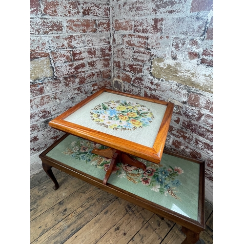 394 - Vintage Tapestry Top Coffee Table & Folding Screen Table