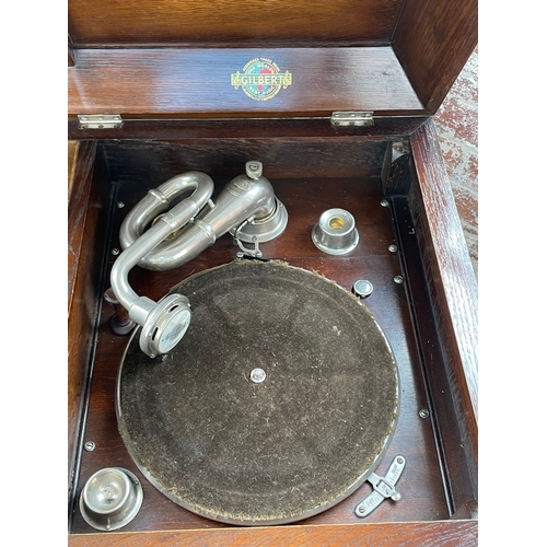 398 - Gilbert Gramophone & Cabinet. Working.