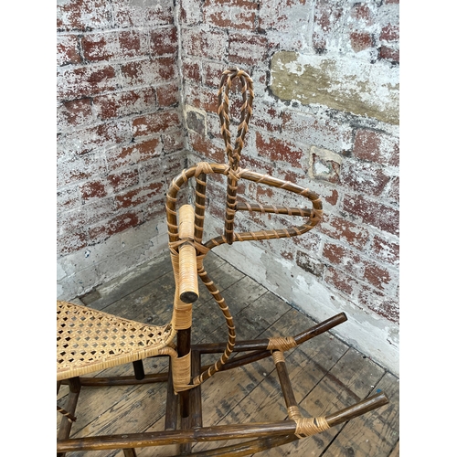 217 - Vintage Bamboo & Wicker Rocking Horse