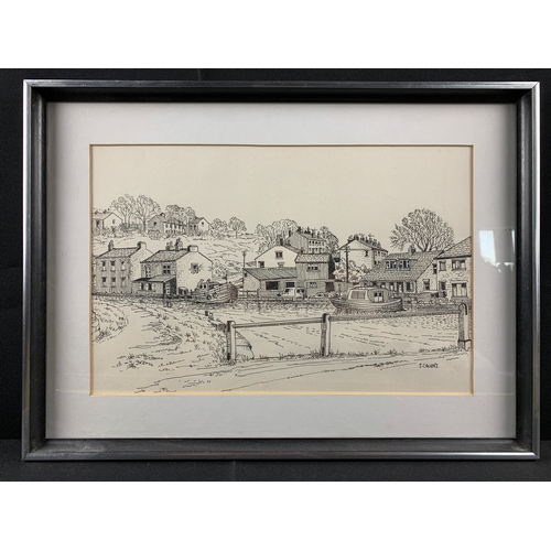 285 - Original J. Calvert Pen Line Drawing Framed and Glazed