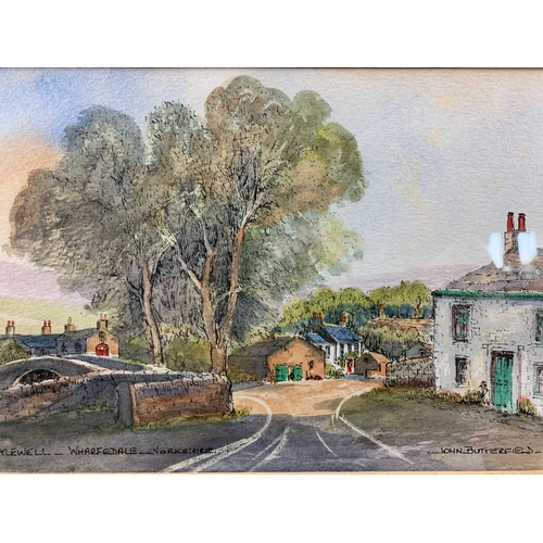 275 - John Butterfield - Two Watercolours - Kettlewell and Ancliffe in Wharfedale - Framed and Glazed- alo... 