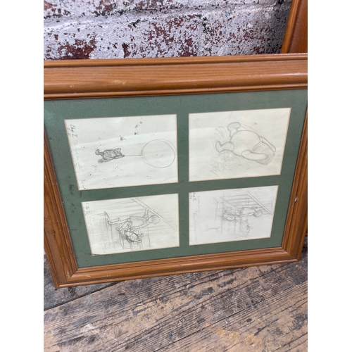 286 - Vintage Framed Winnie The Pooh Prints