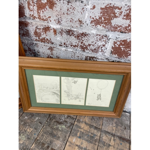 286 - Vintage Framed Winnie The Pooh Prints