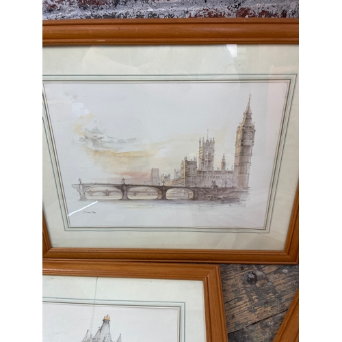 287 - Four Framed Prints Of London By Mads Stage