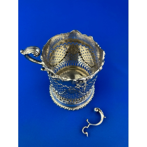 160 - Victorian Silver On Copper Wine Holder, Handle Needs Soldering