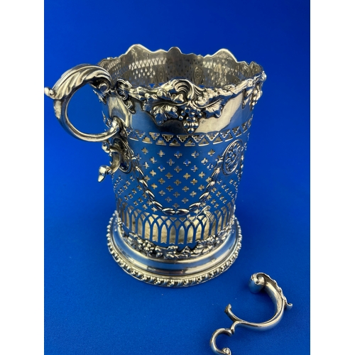 160 - Victorian Silver On Copper Wine Holder, Handle Needs Soldering