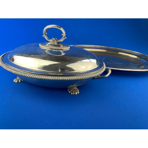 164 - Webb Brothers Silver Plated Tureen (Complete) & Silver Plated Tray