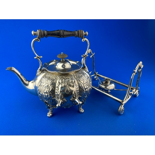 165 - Good Quality Silver Plated Spirit Kettle