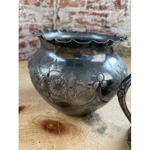 166 - Silver Plated Plant Pots & Sugar Bowl