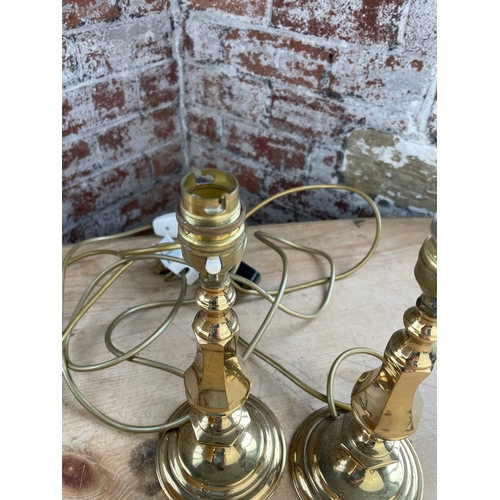 365 - Two Vintage Brass Candlestick Lamp Bases