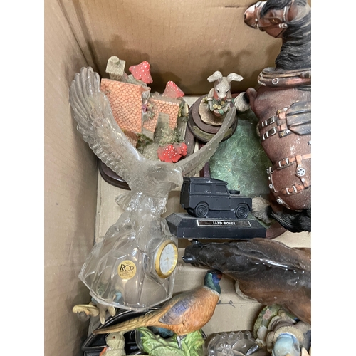 155 - Box Of Collectables Inc. Aynsley Pheasant Figure