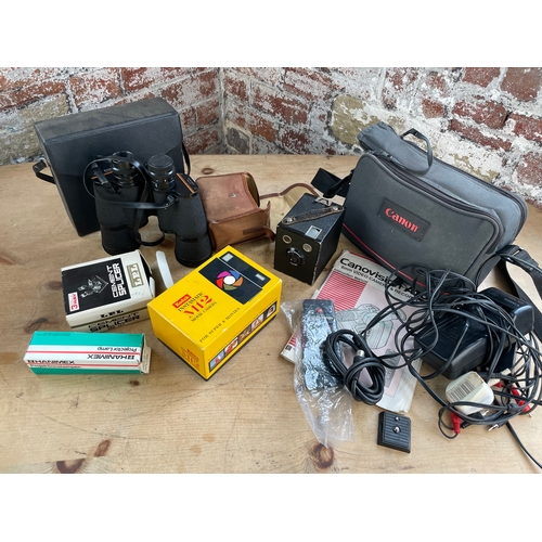 338 - Vintage Camera & Video Equipment Inc. Kodak Brownie Junior, Cannon 8mm A10 8mm Video Recorder With A... 