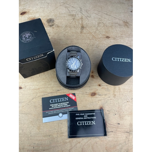 47 - Citizen Eco Drive H800 S107334 Radio Controlled Watch. Boxed, Working With Papers & Extra Links