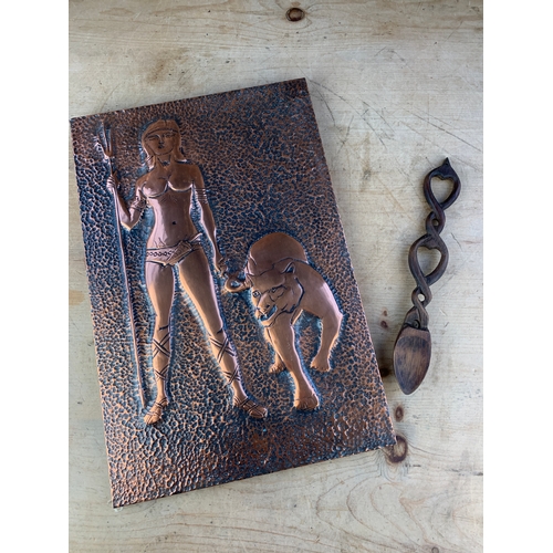 149 - 'Tribal' Copper Relief and Welsh Love Spoon