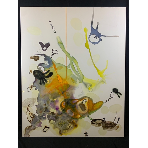 131 - M. Larsen Large Original Abstract Work. Signed M. Larsen '06 to the Frame.  Featuring Scripture to t... 