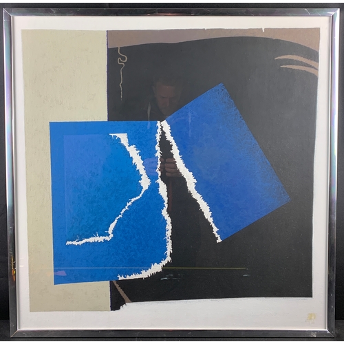 36 - Stuart Walton Acrylic on Cotton 1987 - faded signature - 79 x 79cm to frame