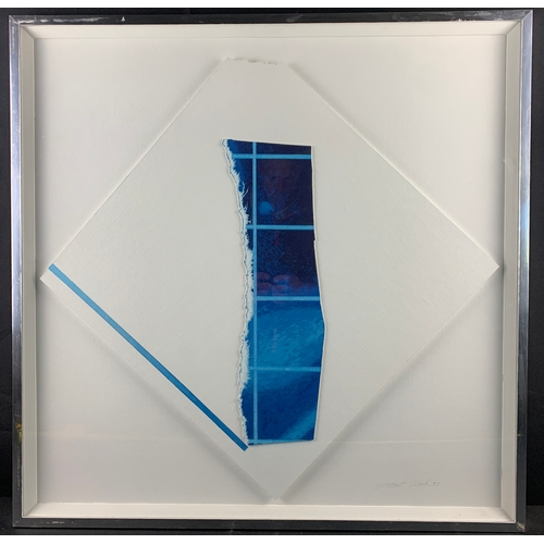 35 - Stuart Walton 1987 Acrylic and Layered Work in Deep Set Frame and Glazed - 76 x 76cm to frame