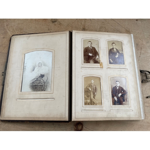 332 - Victorian Leather Bound Musical Photograph Album With Photographs