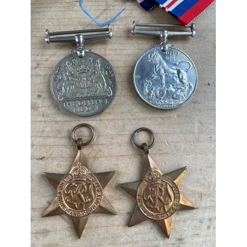 316 - WWII World War 2 Service Medals Inc. Defence Medal, Star & France & Germany Star Alongside Ration Bo... 