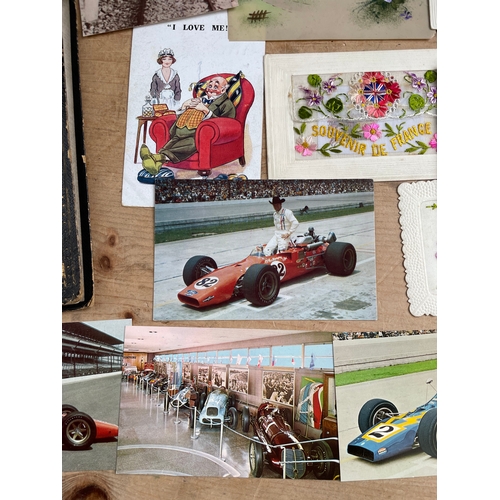 317 - Vintage Postcards Inc.Racing Cars, Celluloid & Embroidered