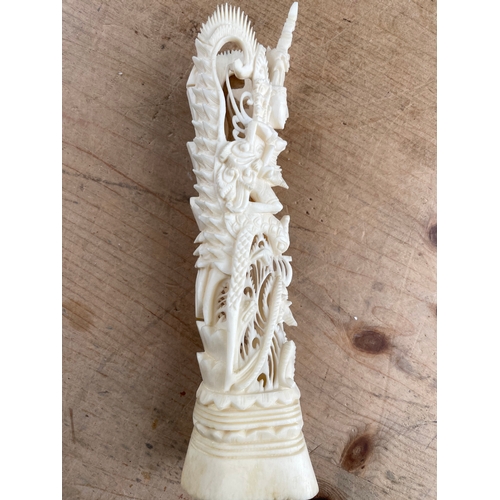 319 - Indonesian Carved Bone Totem, Very Intricate Filigree Work.