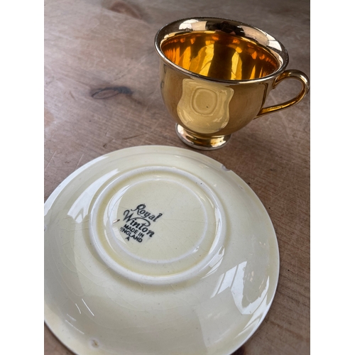 392 - Gold Lustre Part Coffee Service & Royal Winton Gold Cup & Saucer.