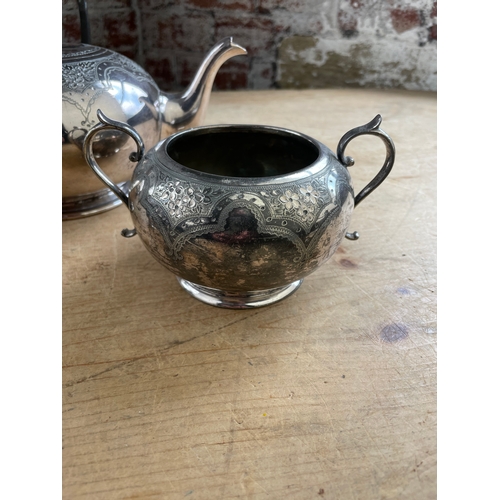 305 - Silver Plated Tea Service & Hot Water Jug