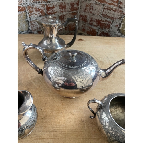 305 - Silver Plated Tea Service & Hot Water Jug