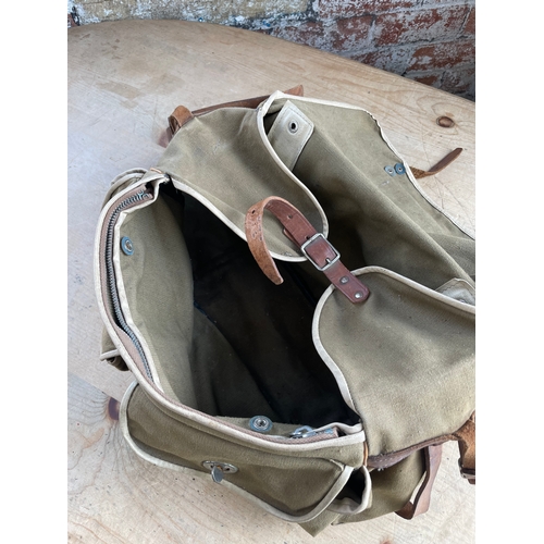 Vintage, 1960s Canvas Fishing Bag In Fair Condition, Missing