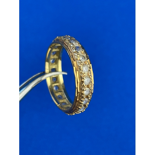 26 - 18ct Gold & Diamond Eternity Ring Size P. 3.73g Gross.