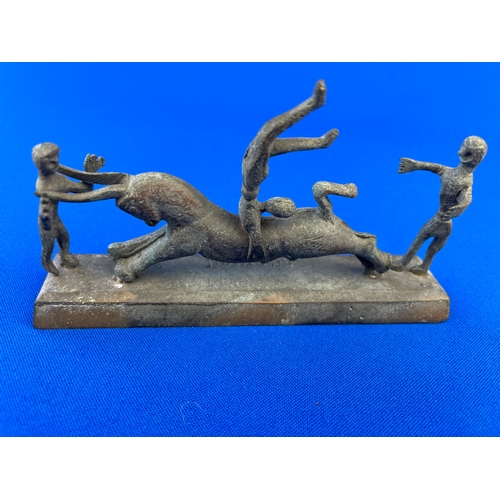 277 - Vintage Bronze Depicting Bull Leaping Minoan, Knossos Ancient Greece