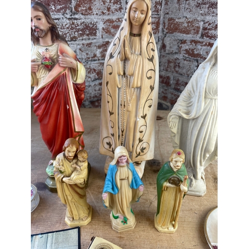 278 - Group Of Religious Items Inc. Plater Statues & Rosary Beads